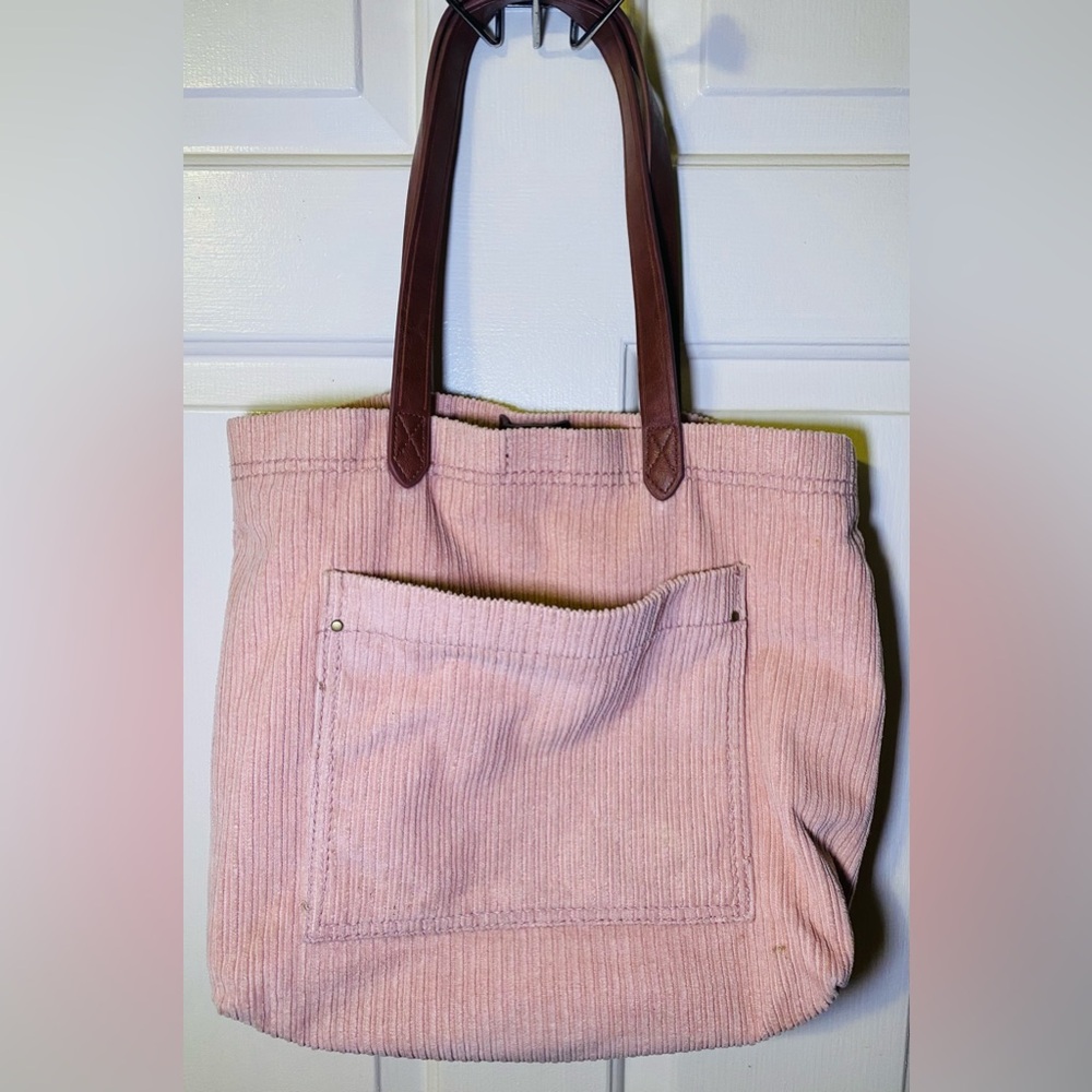 Lightweight Pink Corduroy Tote Bag,â Beach, Pool, Weekend, Travel